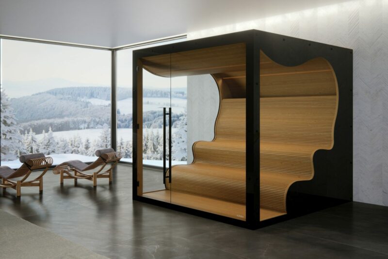 Sauna der Marke Auroom in Wellen-Design