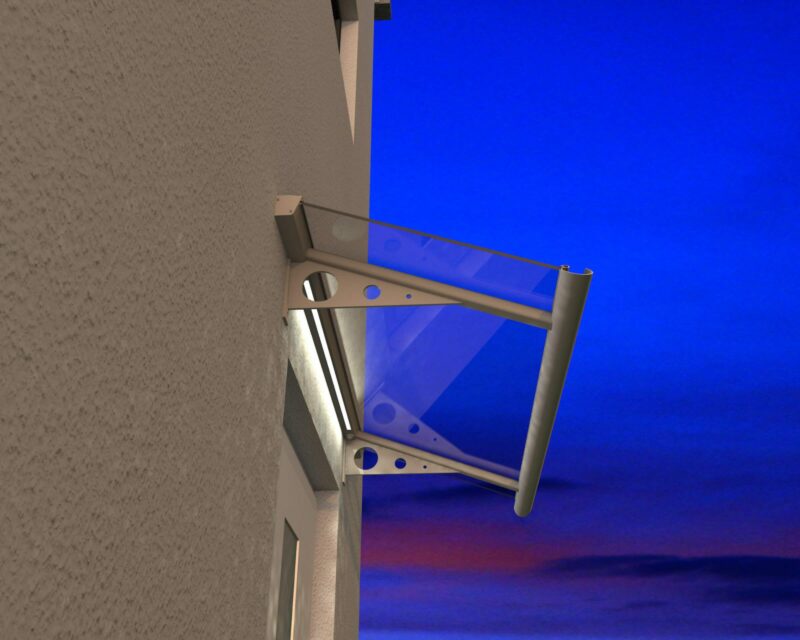 Vordach aus Aluminium mit LED-Beleuchtung von ariane im Design Menorca III